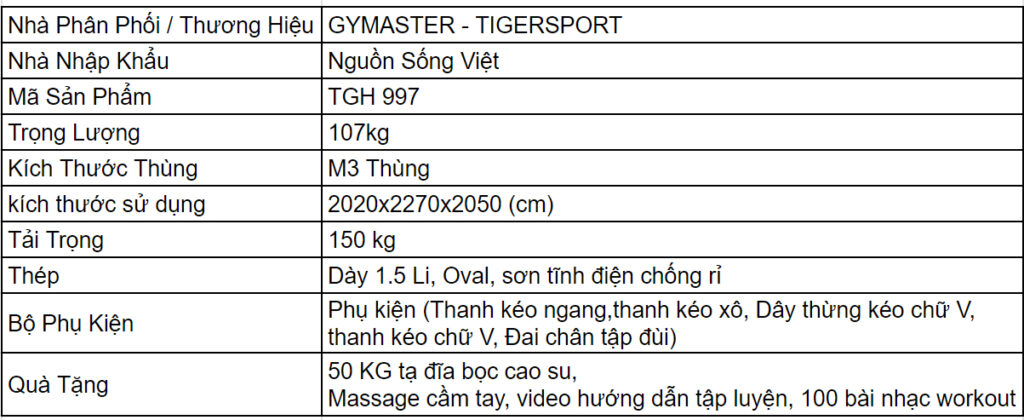 Giàn tạ đa năng Tiger Sport TGH-997 22